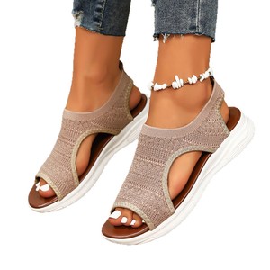 Nuevas sandalias de verano 26 de tacón bajo y grueso con puntera de boca de pez y parte superior de lona de suela gruesa, tallas grandes, estilo europeo/americano, para venta transfronteriza. - Product Image 5