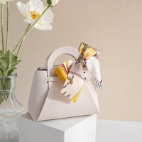 Mini sac à main en cuir PU rose avec ruban Saint Valentin boîte de cadeaux de bonbons au chocolat de mariage pour l'emballage de bijoux