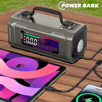 Démarreur de saut avec gonfleur Portable 6 en 1 alimentation de secours compresseur d'air gonfleur de voiture avec surbrillance LED outils d'urgence