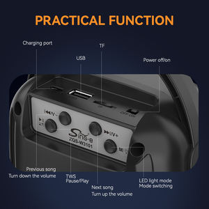 ลำโพงคาราโอเกะพกพา ZQS-W3101 เชื่อมต่อบลูทูธ พร้อมไฟ RGB LED สำหรับงานเวที กิจกรรมกลางแจ้ง งานปาร์ตี้ ไมโครโฟน 1 ตัว - Product Image 5