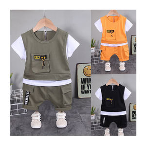 ชุดเสื้อผ้าเด็กผู้ชายวัยเตาะแตะขายส่ง ชุดฤดูร้อนแขนสั้น กางเกงขาสั้น 2 ชิ้น ชุดลำลองสำหรับเด็กผู้ชาย อายุ 1 2 3 4 5 ปี - Product Image 1