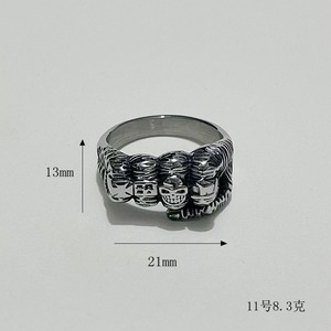 Yunnique – bague en acier inoxydable pour hommes, avec crâne et croix, style rétro Punk, bijoux cadeau, design de forme géométrique, taille américaine JZ067 - Product Image 5