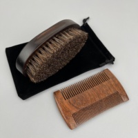 Ensemble de soins de la barbe pour homme en bois de hêtre de haute qualité, brosse à barbe en poils de cheval, peigne, brosse à raser et kit de toilettage pour homme