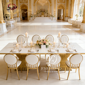 <b>Dining</b> Room Furniture Event <b>Dining</b> Wedding Hotel Stainless Steel Metal Base Rectangle <b>Dining</b> <b>Table</b> - Product Image 4