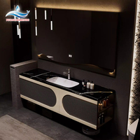 Miroir LED mural en bois pour salle de bain, vasque en céramique, design moderne, tiroirs à fermeture douce, résistant à l'eau, facile à nettoyer, garantie 3 ans