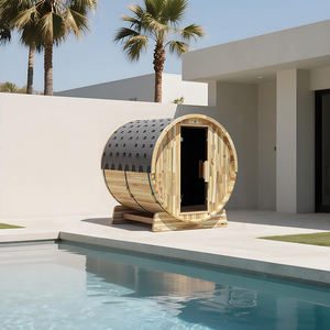 Venta Directa de Fábrica, Sauna de Barril de Cedro Rojo de Madera Sólida Moderna para Exteriores, Personalizada, para 4 Personas, Prefabricada, Ecológica, para Villa o Parque - Product Image 1