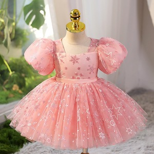 <span class=keywords><strong>Abito</strong></span> da ballo per bambina in raso tinta unita con paillettes, girocollo, casual, lunghezza al ginocchio, traspirante, primavera/estate, rosa, per la prima festa ODM - Product Image 2
