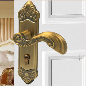Manija de puerta interior de madera con cerradura de palanca estilo europeo, de acero inoxidable 304, duradera, para dormitorios - Product Image 3