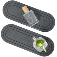 2 pièces - Plateau en pierre de diatomite absorbant l'eau, séchage rapide, surface texturée rainurée, pieds antidérapants en silicone, pour évier de cuisine et salle de bain