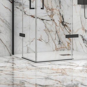 Kamalu Moderna Cabina Doccia Senza Telaio 90x90 con Doppia Anta a Battente in Alluminio Nero Opaco per Bagno - KT1000N - Product Image 6