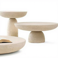 Table d'appoint moderne en marbre naturel poli de style européen Table basse créative en travertin pour salon d'hôtel