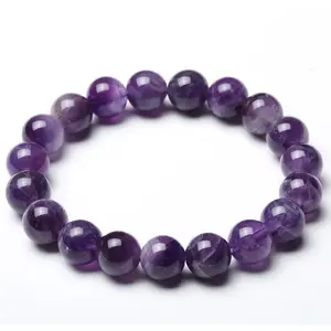 Nouveaux produits Bracelet perlé en pierre naturelle violette bijoux en gros Bracelet améthyste élégant Bracelets en pierres précieuses perles naturelles
