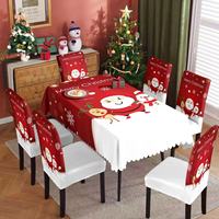 Nouvel ensemble de nappe de Noël et de housses de chaise extensibles – Décoration festive pour la maison, nappe de table imperméable et anti-poussière