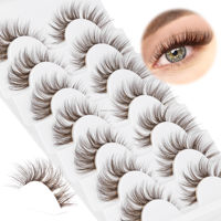 Cils individuels 3D en faux vison pour un effet naturel, marron, sans cruauté, végétaliens, en fibres végétales douces, réutilisables, vente en gros