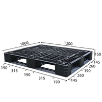 Palette en HDPE bleue à grille robuste, capacité de charge dynamique 1,5T, entrée à quatre voies pour chariot élévateur, pour stockage en entrepôt, logistique et expédition