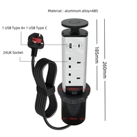 Prise de courant escamotable ABS sans fil pour cuisine, bureau, table, avec chargeur intégré et prise britannique