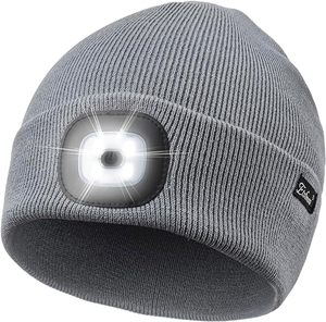 Bonnet tricoté double couche chaud et éclairé pour la nuit d'hiver Lampe de poche USB Rechargeable Beanie - Product Image 3