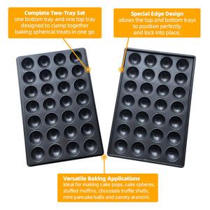 Plaque de cuisson industrielle en acier aluminisé, 60 moules demi-sphériques individuels pour friandises sphériques - Product Image 3