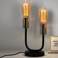 Lampe de Chevet/Bureau LED Moderne Minimaliste à Deux Lumières en Verre, Design Européen de Luxe, Abat-jour Métallique, Alimentation CA, Intensité Réglable, pour Salle de Lecture