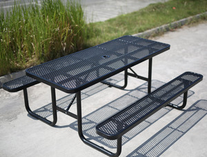 Table de pique-nique commerciale en métal déployé de 4 pieds 6 pieds 8 pieds avec banc Mobilier d'extérieur Table de salle à manger rectangulaire en acier pour patio - Product Image 5