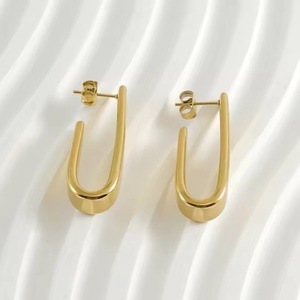Stainless Steel Fashion Personality Light Luxury Hook Earrings for Women, <b>Titanium</b> Steel 18k Gold Steel Earrings Fashion Jewelry - Product Image 4