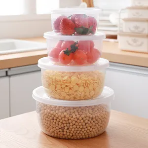 Four-piece unit containers transparent safe plastic PP Microwavable refrigerator food storage box with lids
