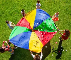 Tente de parachutiste pour enfants, jouet multicolore, 3 m 12 pieds, 8 poignées