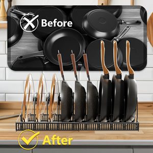 Metal <b>Pots</b> and Pans Organizer Durable Expandable Kitchen Cabinet Organizer <b>Pots</b> and Pans Storage Holder - Product Image 2