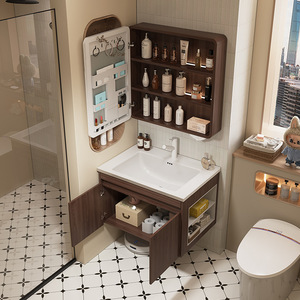 Honeycomb aluminum honeycomb bathroom cabinet with side cabinet washbasin washbasin integrated ceramic - Product Image 3