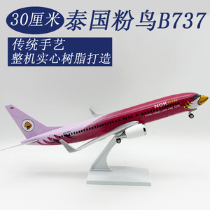 โมเดลเครื่องบินเรซิ่น โบอิ้ง 737-<span class=keywords><strong>800</strong></span> สีชมพู ของสายการบินนกแอร์ ขนาด 1/130 ยาว 30 ซม. พร้อมล้อเหยียบ สำหรับตั้งโชว์และสะสม - Product Image 4