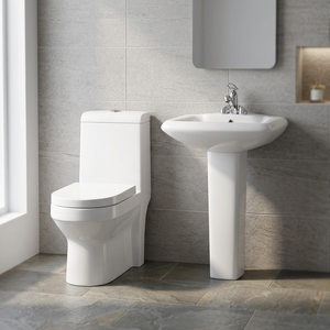 Hot Sale One Piece Porcelain Toilet Pedestal Wash Basin Combo for Bathroom Outdoor Kitchen Bedroom-Quality Ceramic Sanitary Ware - Product Image 3