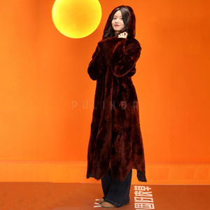 Cappotto <span class=keywords><strong>di</strong></span> pelliccia <span class=keywords><strong>di</strong></span> nutria con cappuccio, caldo cappotto invernale da donna - Product Image 6