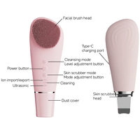 Neues Design Silikon Gesichtsreinigungsbürste Elektrischer Gesichtsreiniger Spatel 2-in-1 Peeling-Massagegerät Wasserdicht Ultraschall UK