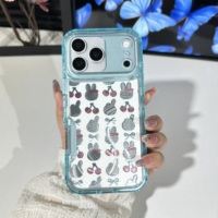 Coque de téléphone 3-en-1 antichoc avec protection d'objectif coulissante motif lapin mignon en PC et TPU pour iPhone 17 16 15 14 13 12 Pro Max – Vente en gros