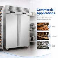 Congélateur vertical commercial de 1000 L, 2 portes, en acier inoxydable, refroidissement par ventilateur, réfrigérateur pour restaurant, cuisine