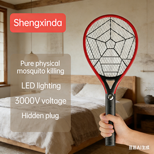 <span class=keywords><strong>Raqueta</strong></span> Eléctrica Recargable para Mosquitos de Alto Voltaje, Luz LED, Red de 3 Capas, Carga por Cable, Venta al Por Mayor - Product Image 1