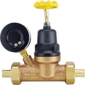 Régulateur <span class=keywords><strong>de</strong></span> <span class=keywords><strong>pression</strong></span> d'<span class=keywords><strong>eau</strong></span> PEX en bronze <span class=keywords><strong>de</strong></span> 3/4 pouce à double union avec manomètre intégré pour le contrôle <span class=keywords><strong>de</strong></span> la <span class=keywords><strong>pression</strong></span> des conduites <span class=keywords><strong>de</strong></span> plomberie - Product Image 3