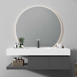 <span class=keywords><strong>Meuble</strong></span> de salle de bain Corian avec <span class=keywords><strong>vasque</strong></span> intégrée couleur bois, combinaison lavabo et <span class=keywords><strong>meuble</strong></span> personnalisable - Product Image 2