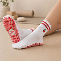 Chaussettes de yoga antidérapantes pour femmes avec points de grip, en maille respirante, en coton, chaussettes de pilates, chaussettes de fitness personnalisées pour la gym et la danse