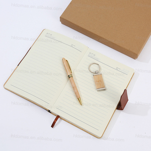Cahier A5 avec logo personnalisé, coffret de cadeaux en bois de bambou, couverture de carnet de notes de journal en bois, coffret de cadeaux de coopération - Product Image 5