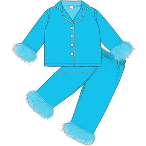 Conjunto de Pijama para <span class=keywords><strong>Niñas</strong></span> Primavera 2026, Pijama Rosa con Plumas para Bebés, Pijama de Color Sólido al por Mayor, Ropa de Dormir Multicolor para <span class=keywords><strong>Niñas</strong></span> - Product Image 4