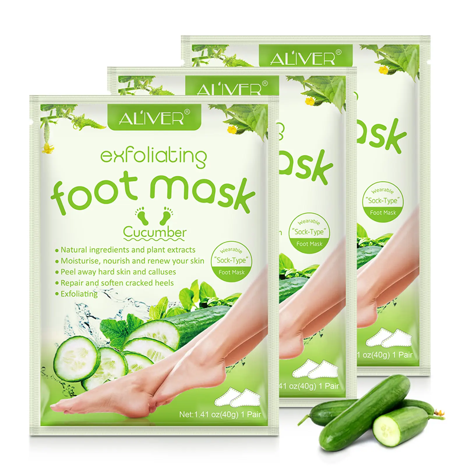 Pedicure Treatment Removes Callus Sock Feet Spa Peeling Mask Natural Silk Hydrating Cucumber Foot Mask
