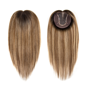 Stock d'usine : Topper mono en filet 6*7, cheveux humains vierges bruts européens, couleur piano, base en soie, lisse, en stock - Product Image 4