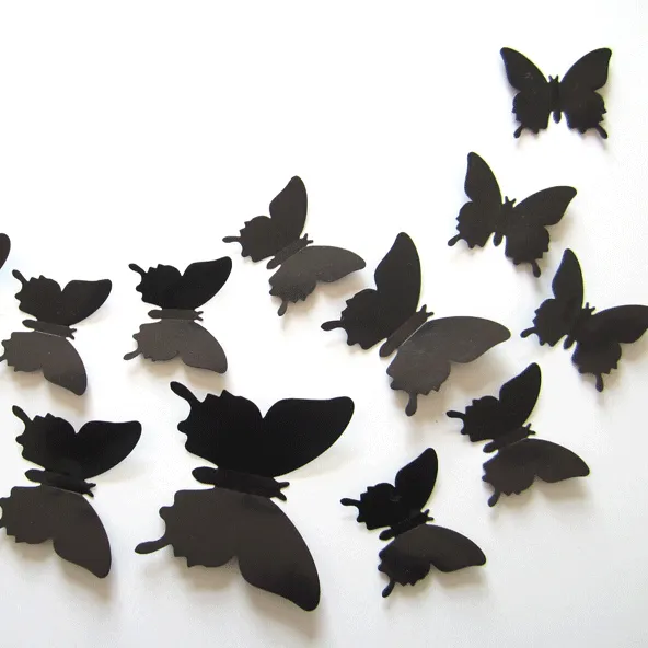 High Quality Hollow Butterfly Wall Sticker 3d Paper butterfly Bedroom decoration Sticker