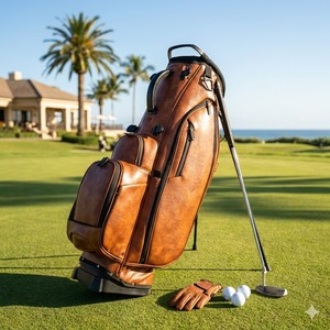 Bolsa de <span class=keywords><strong>Golf</strong></span> Impermeable de Cuero PU Vintage con Sistema de Doble Correa, Bolsa de Transporte Ligera para Pitching y <span class=keywords><strong>Putt</strong></span> para Golfistas Profesionales - Product Image 1