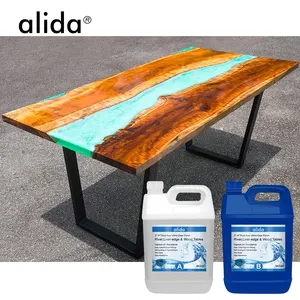 Hot Sell Resin Supplier Epoxy Curing Agent For Modern River Design Walnut Color Solid Wood Epoxy Resin Dining Table
