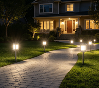 Lampe solaire de jardin étanche IP65 à batterie lithium, 3 couleurs, avec détecteur de mouvement et port Type-C pour pelouse extérieure