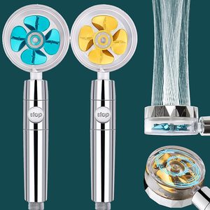 High-Pressure Handheld Turbo <b>Fan</b> Shower Head with 5 Filters Mirror Finish Water Saving Rainfall <b>Spray</b> Bathroom Accessories - Product Image 2
