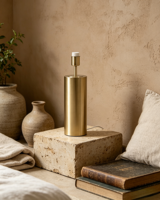 Lampe de table LED cylindrique en fer doré, base flexible, style contemporain, support de lumière d'ambiance en métal