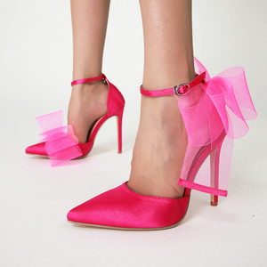11.5CM Big Bow Talon Pour Femme Elegant <b>Closed</b> <b>Toe</b> 2025 New High <b>Heeled</b> Sandals - Product Image 2